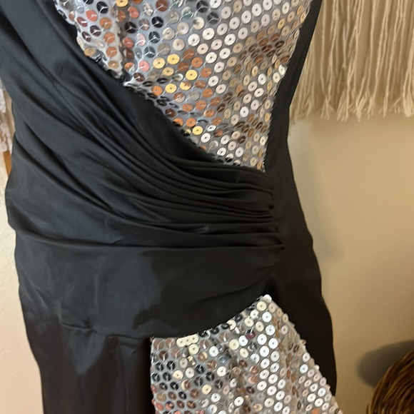 Vintage Black & Silver Dress/ Side Train/ Alice Designs - Picture 7 of 11